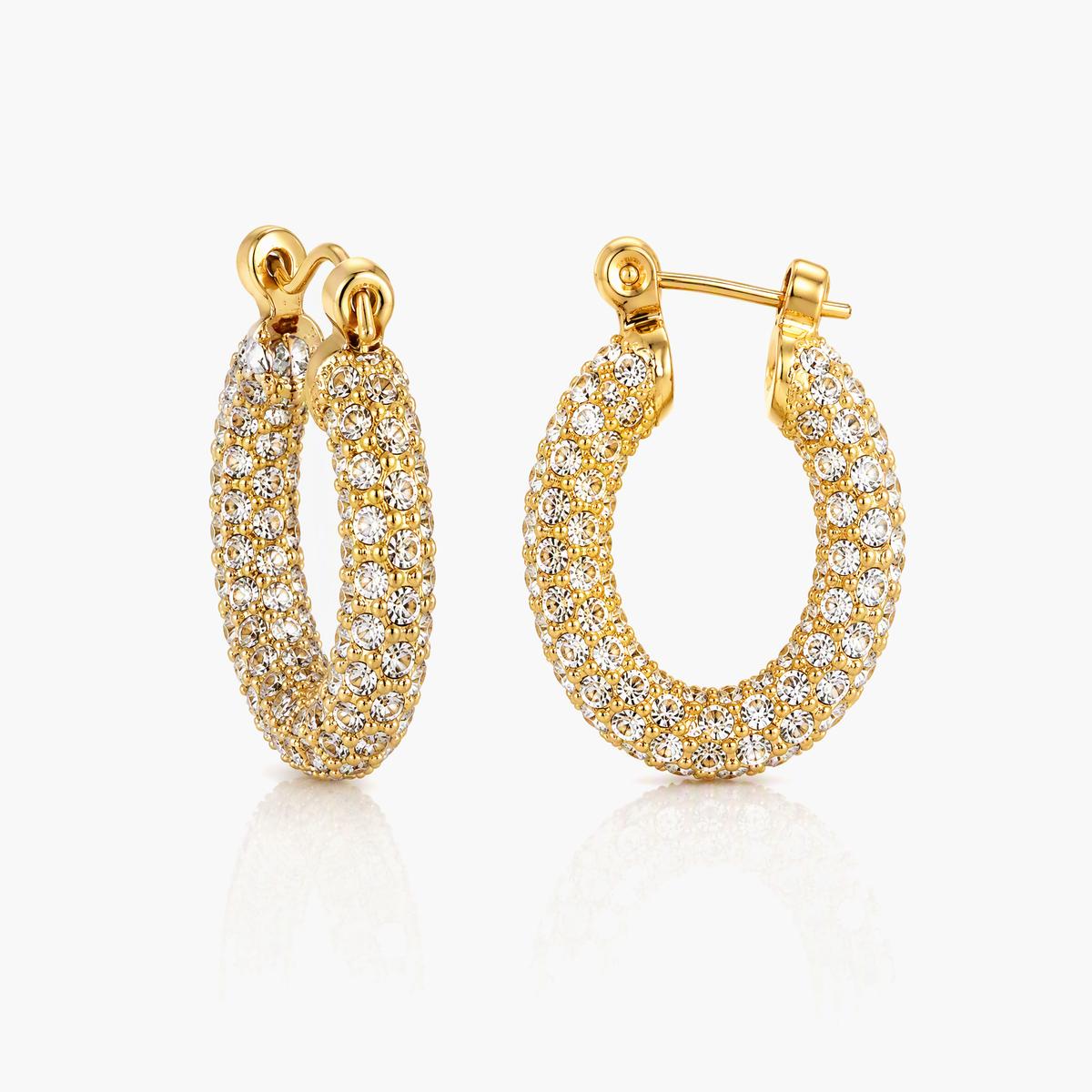 Paved Stone Hoop Earrings