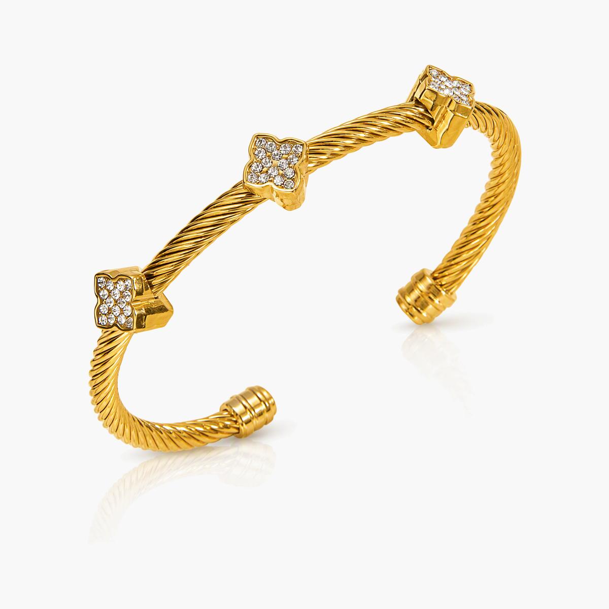 Four-Leaf Clover Twisted Bangle