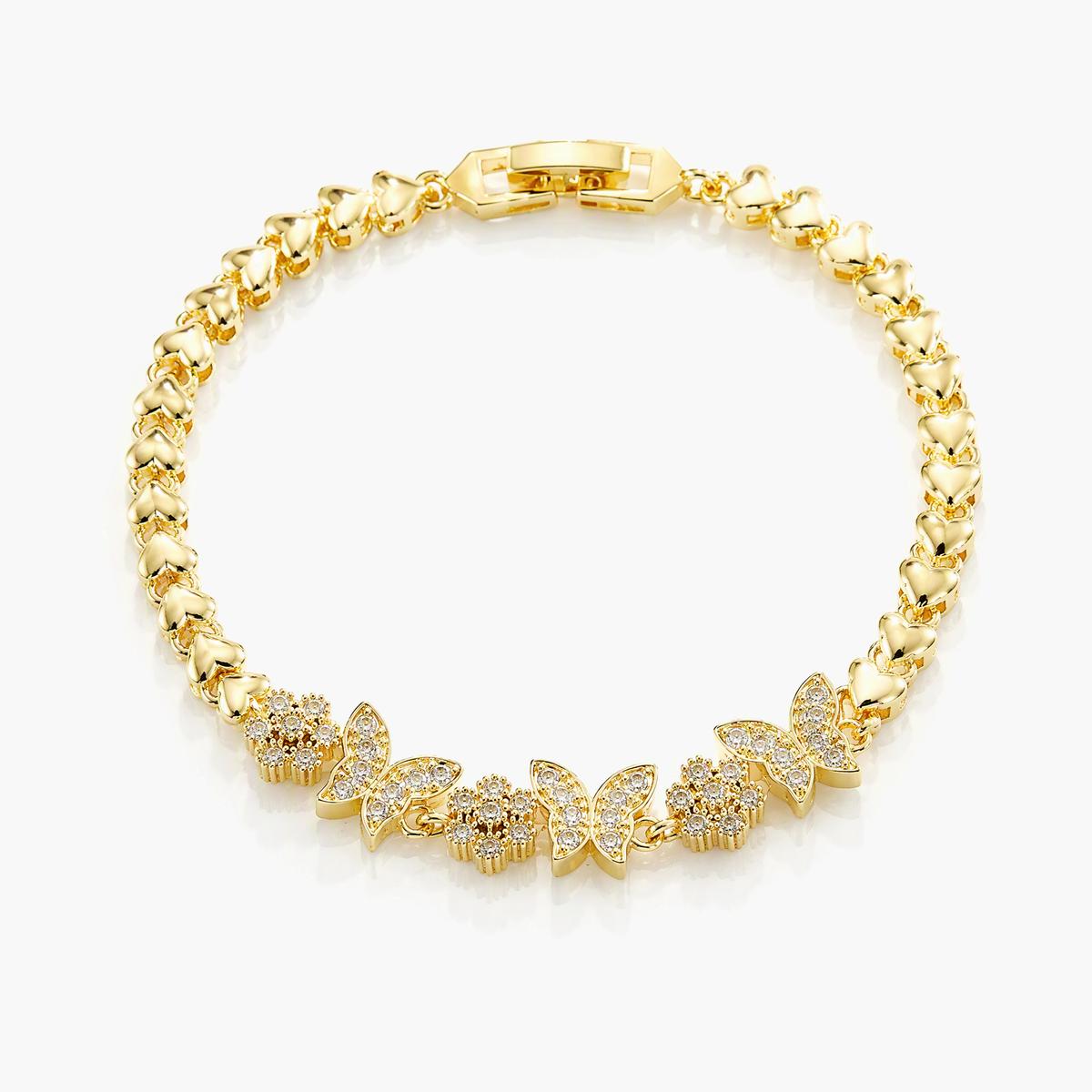 Cute Butterfly Flower Heart Bracelet