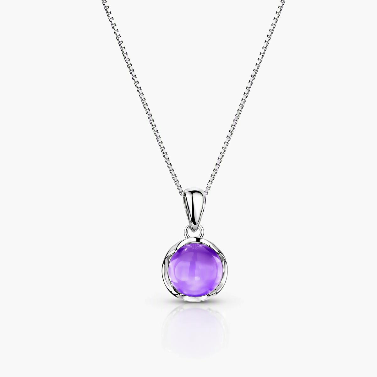 Dainty Round Stone Pendant Necklace