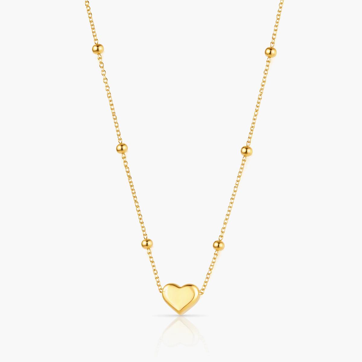 Dainty Heart Bead Chain Necklace