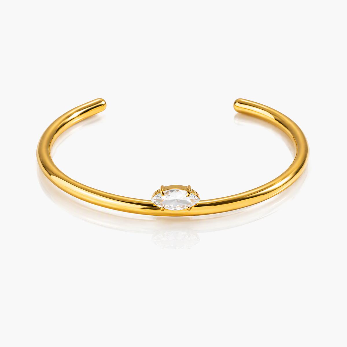 Minimalist Single Stone Open Cuff Bracelet