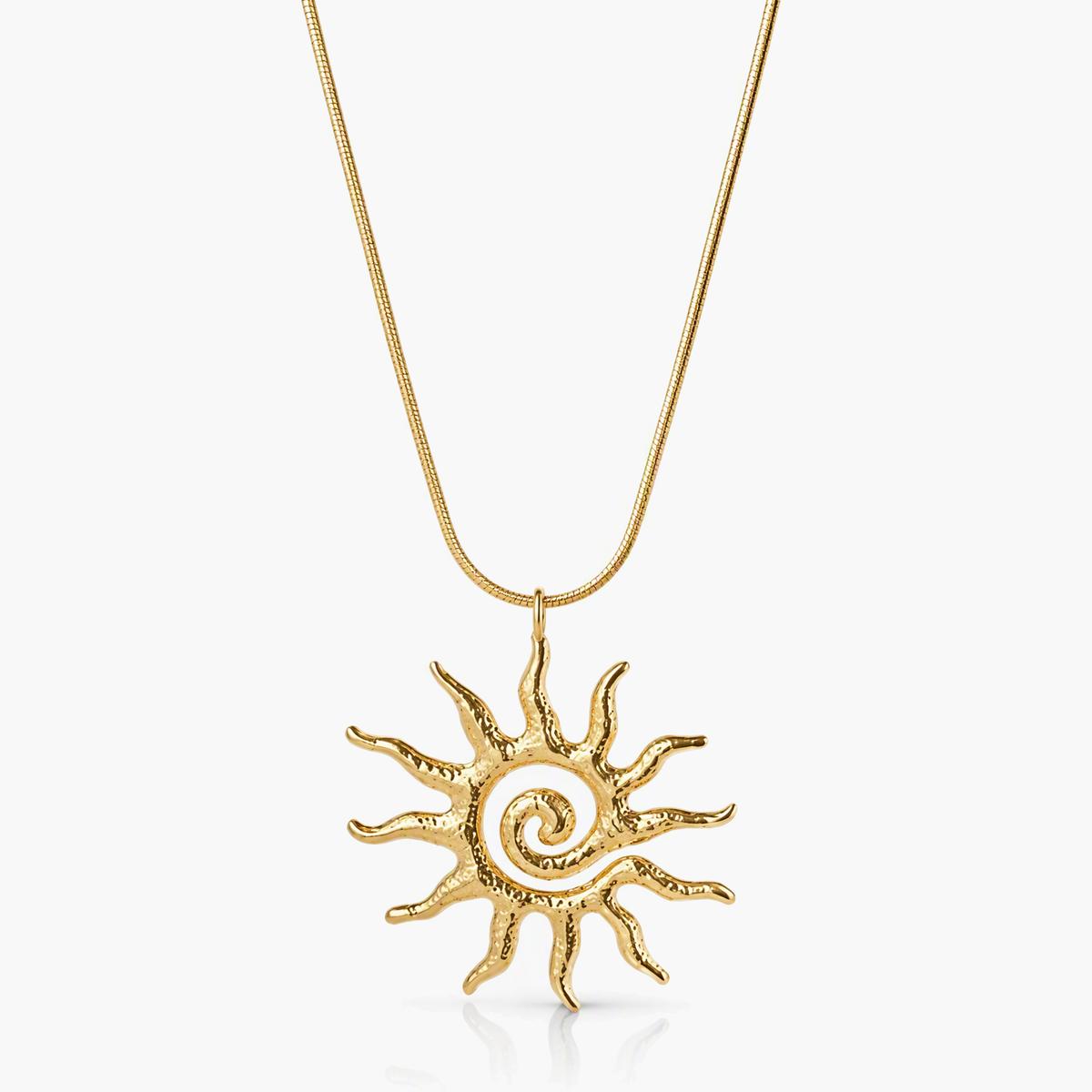 Sun and Evil Eye Heart Pendant Necklace