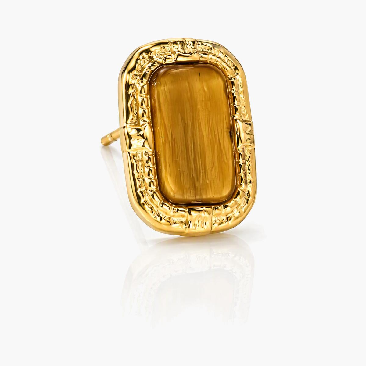 Vintage Rectangular Stone Stud Earrings