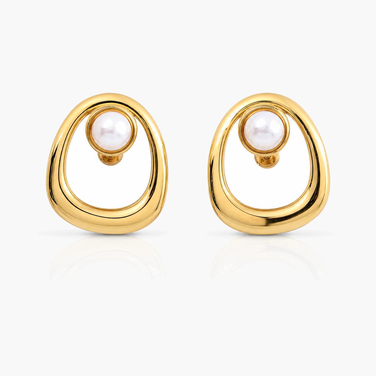 Flower & Shell Pearl Stud Earrings
