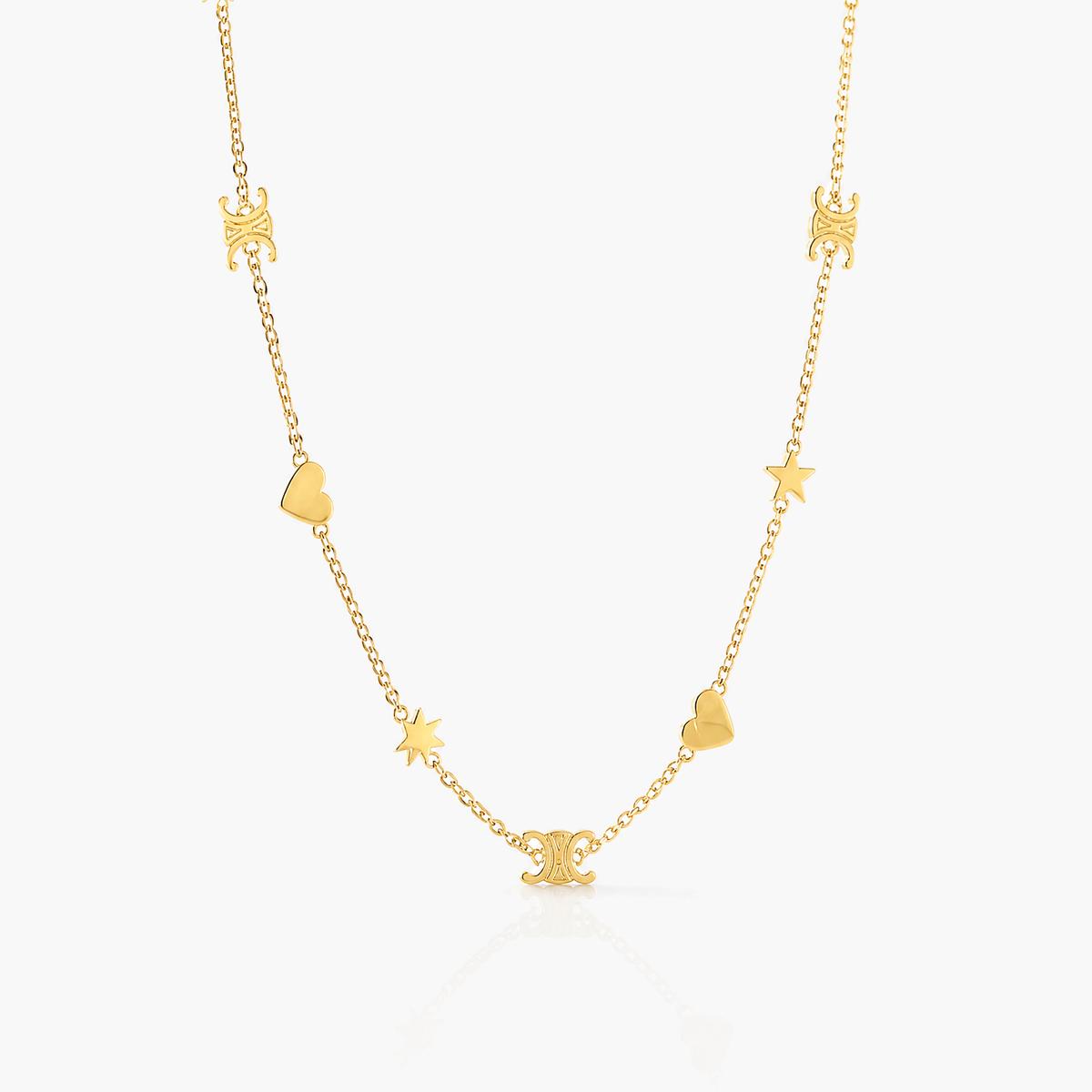 Cute Heart & Star Charm Necklace