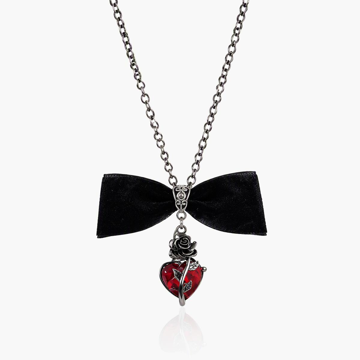 Vintage Bow Knot Heart Charm Necklace