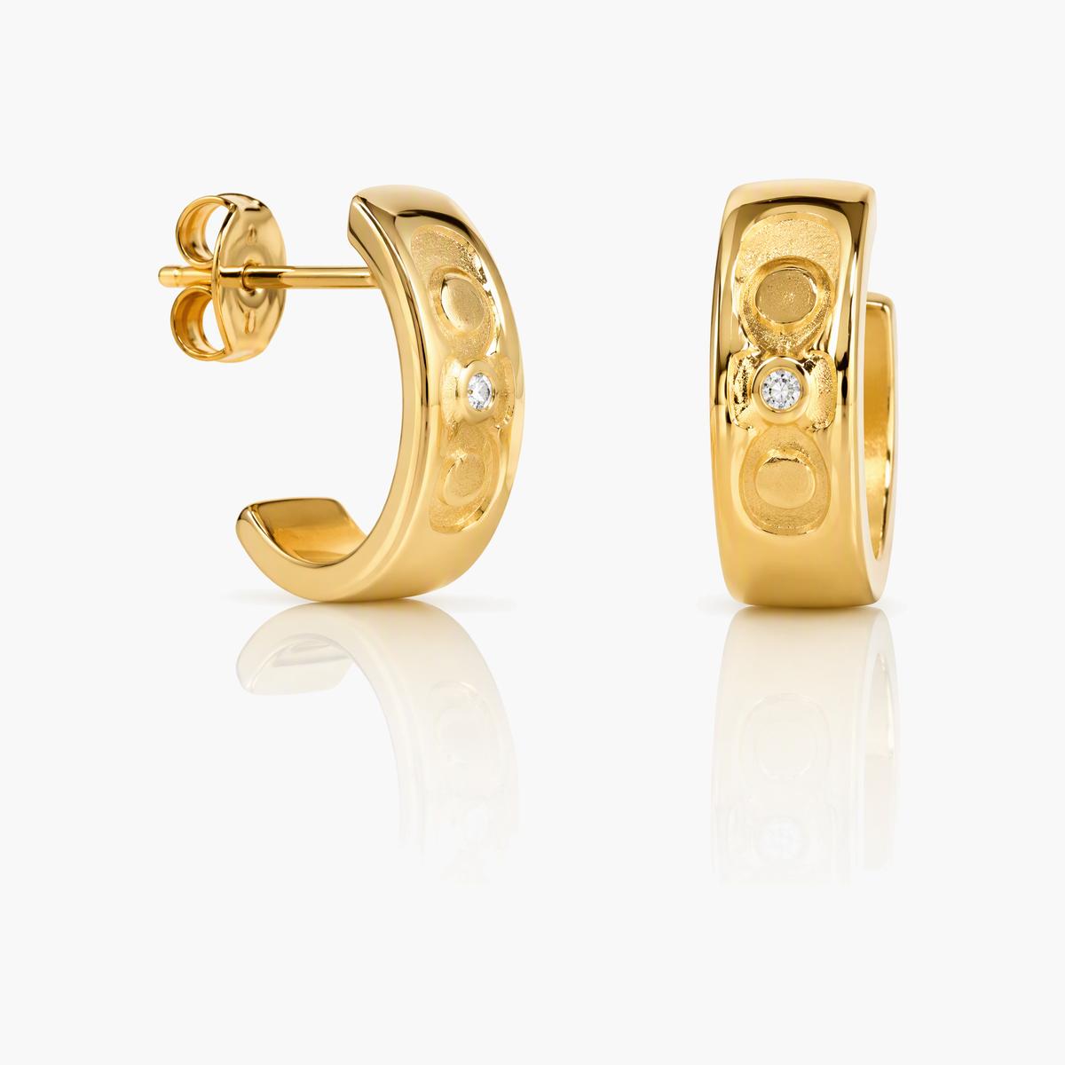 Minimalist Circle Disc Huggie Earrings