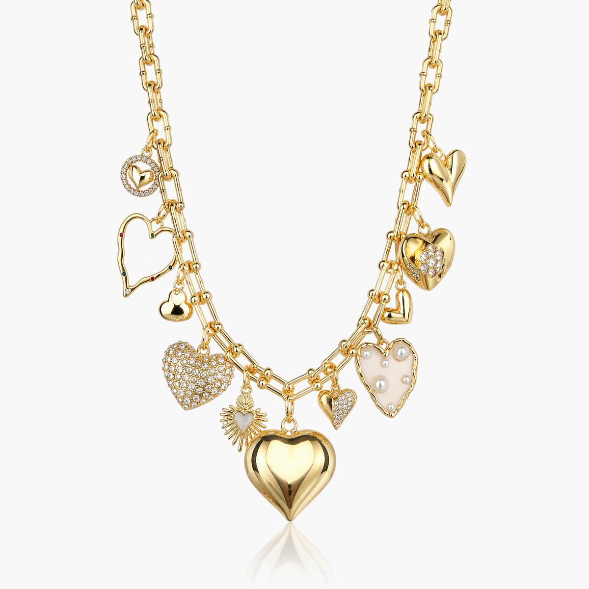 Trendy Multi-Heart Charm Necklace