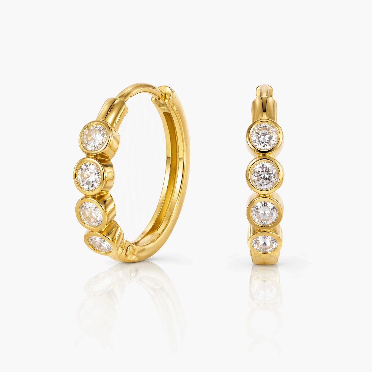 Dainty Four-Stone Huggie Earrings