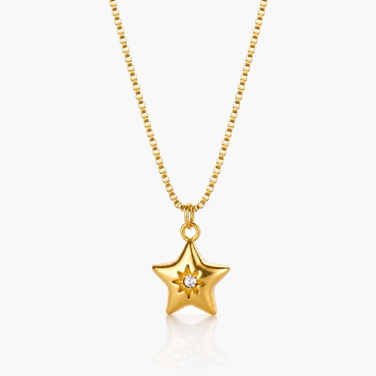 Dainty Star Moon Cross Teardrop Pendant Necklace