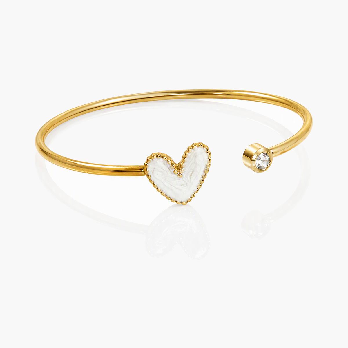 Cute Heart Charm Open Cuff Bracelet