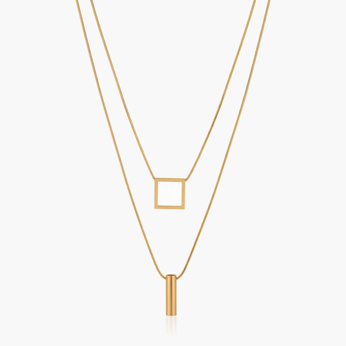 Minimalist Bar Square Snake Chain Necklace