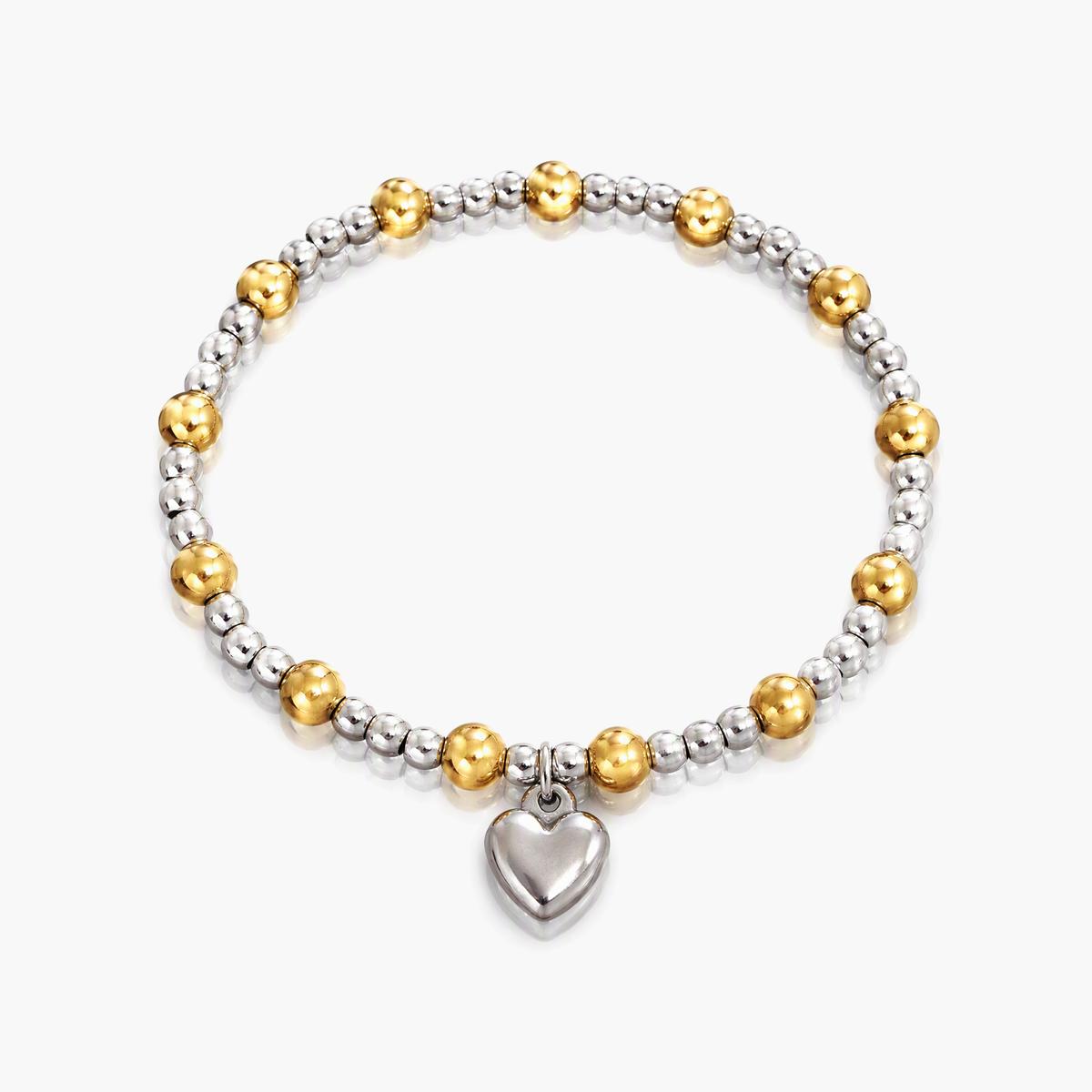 Dainty Heart Charm Beaded Bracelet