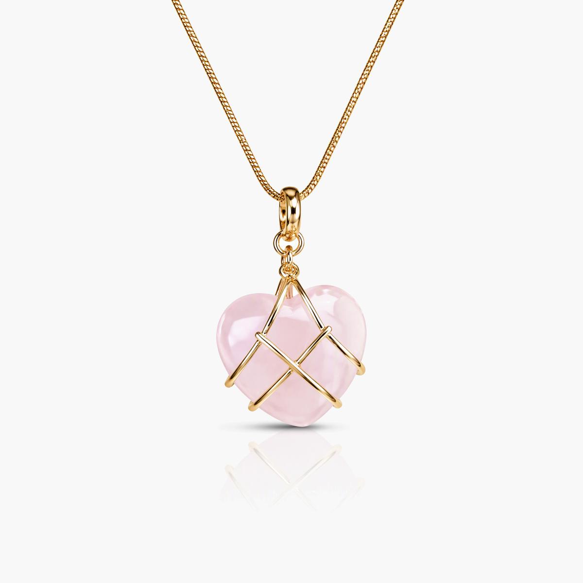Caged Heart Opal Pendant Necklace