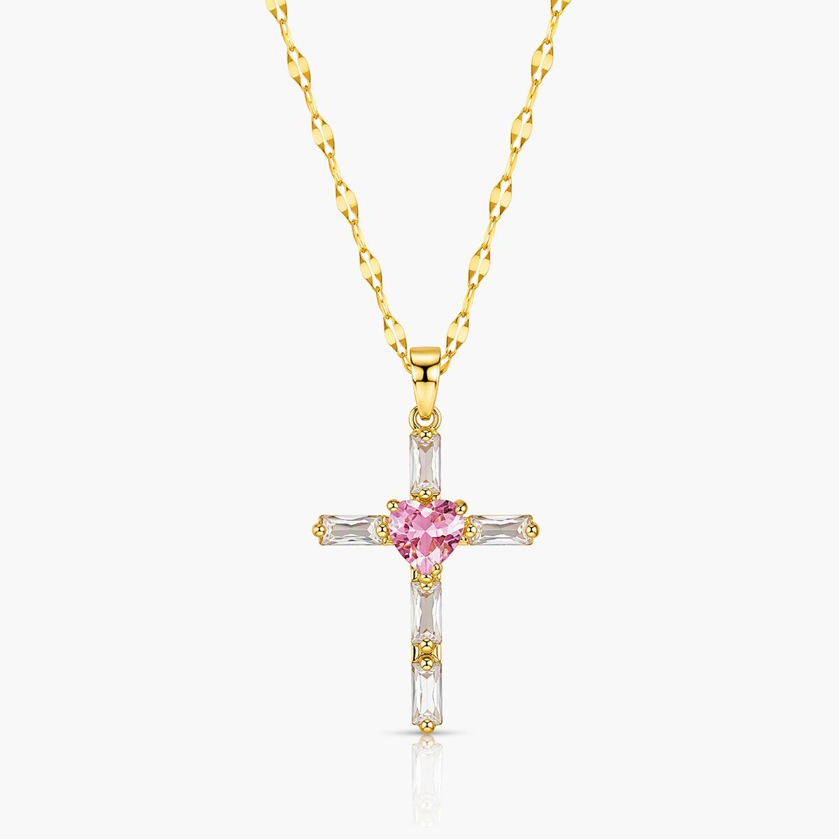 Dainty Heart Cross Pendant Necklace