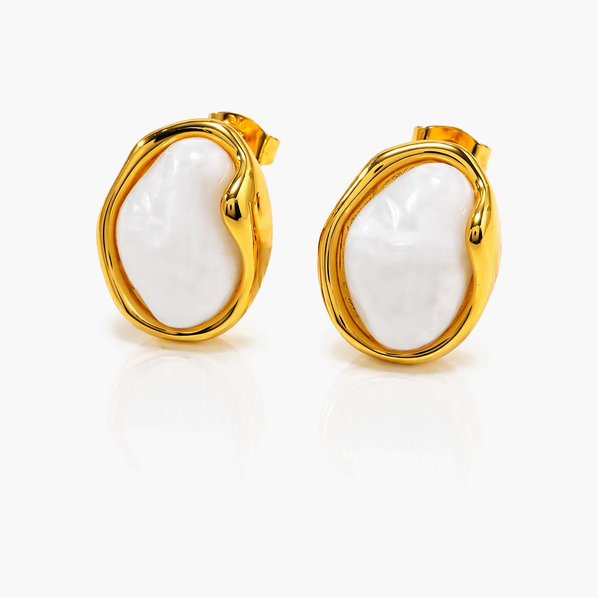Irregular Stone Stud Earrings