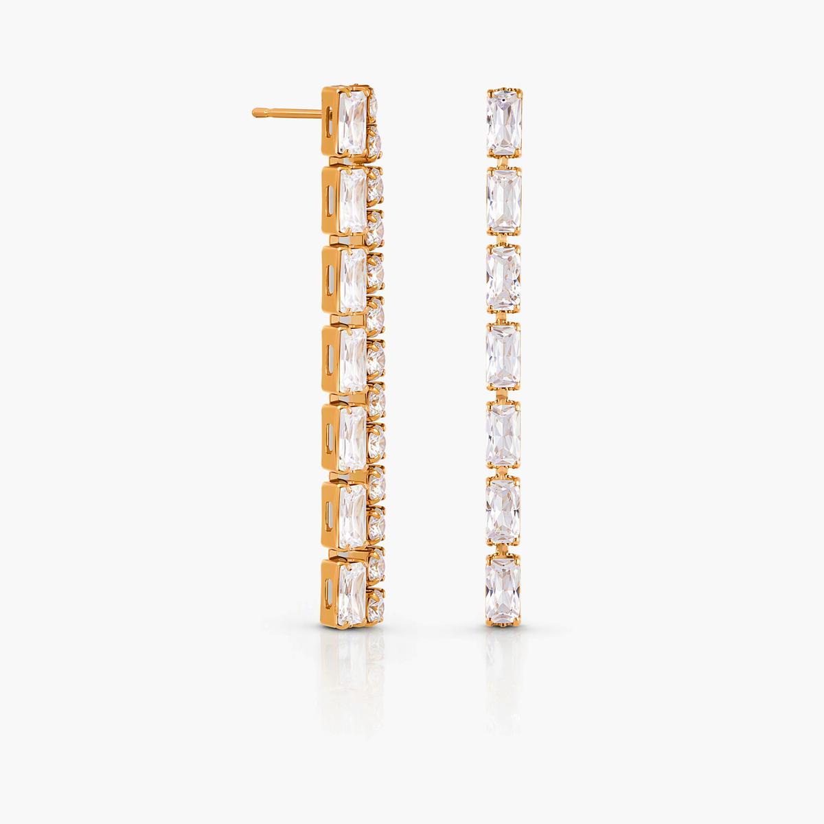 Rectangular Stone Bar Drop Earrings