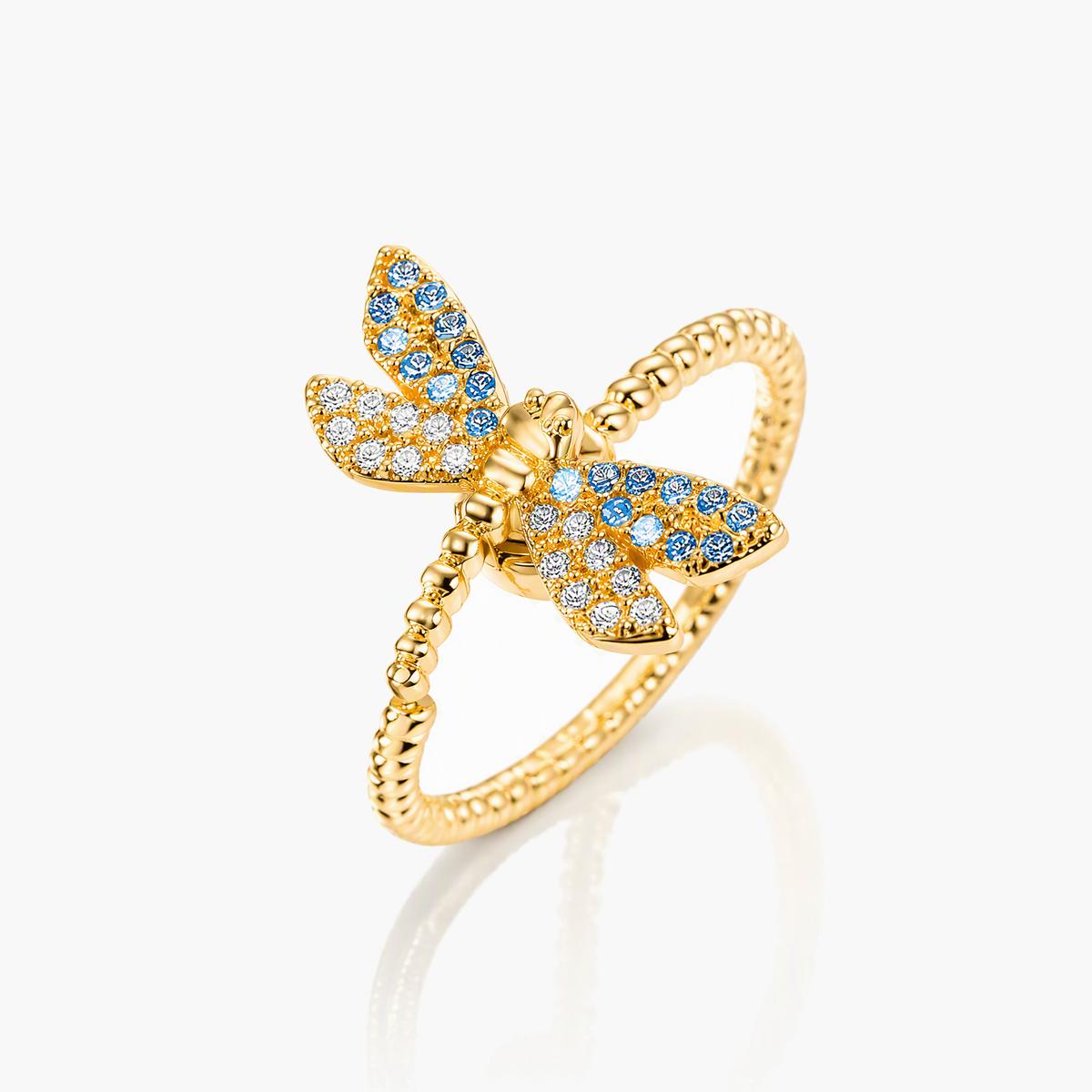 Cute Dragonfly Open Cuff Ring