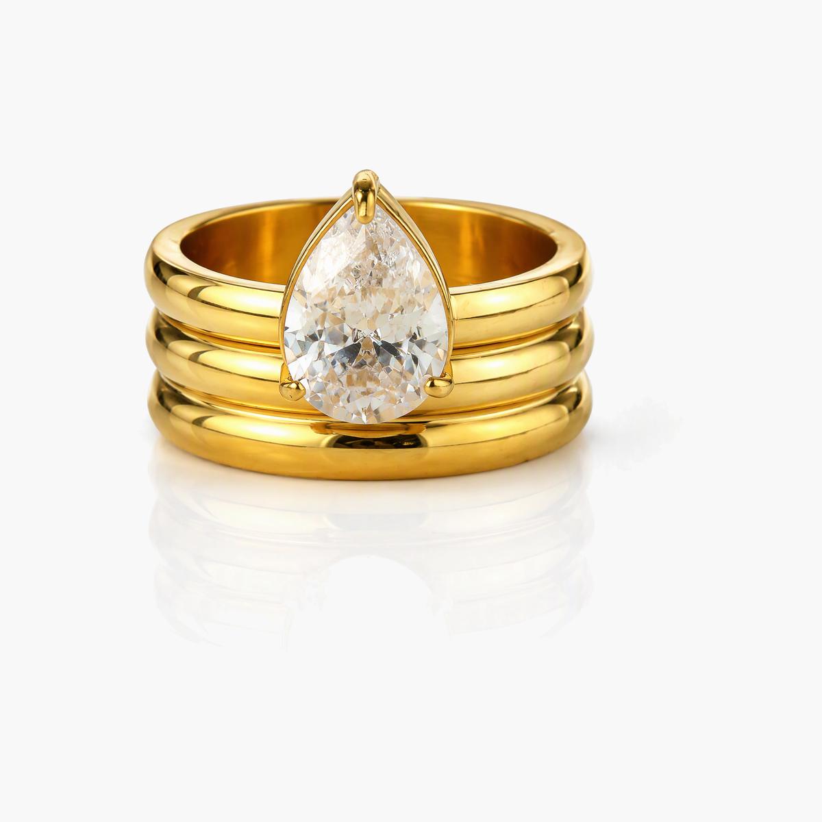 Trendy Pear Stone Ring