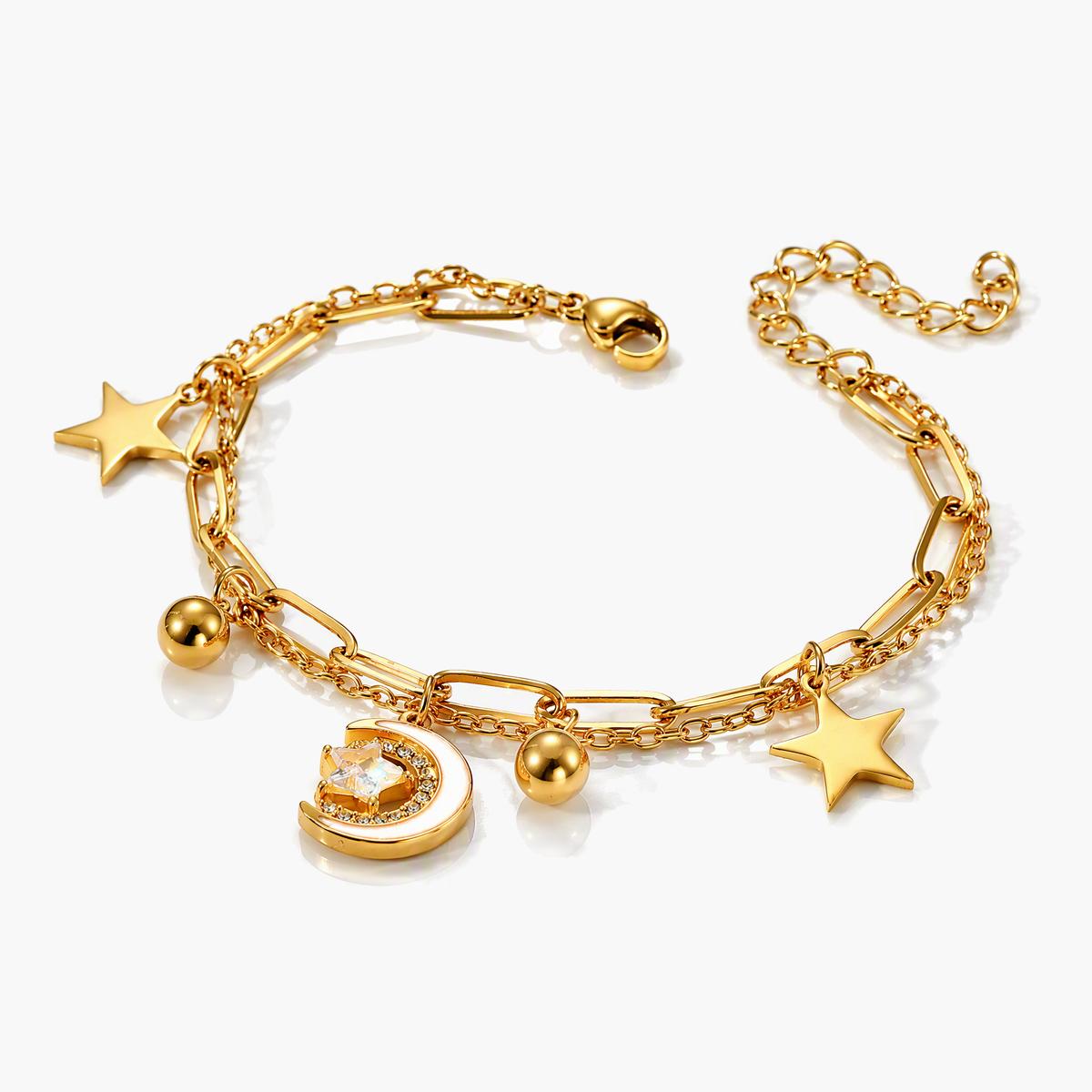Trendy Moon Star Charm Bracelet