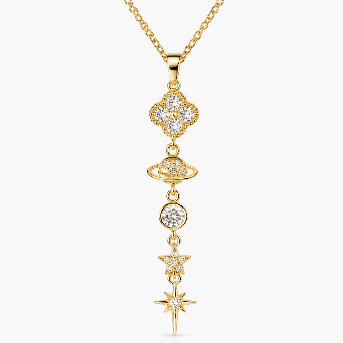 Dainty Clover Planet Star Necklace
