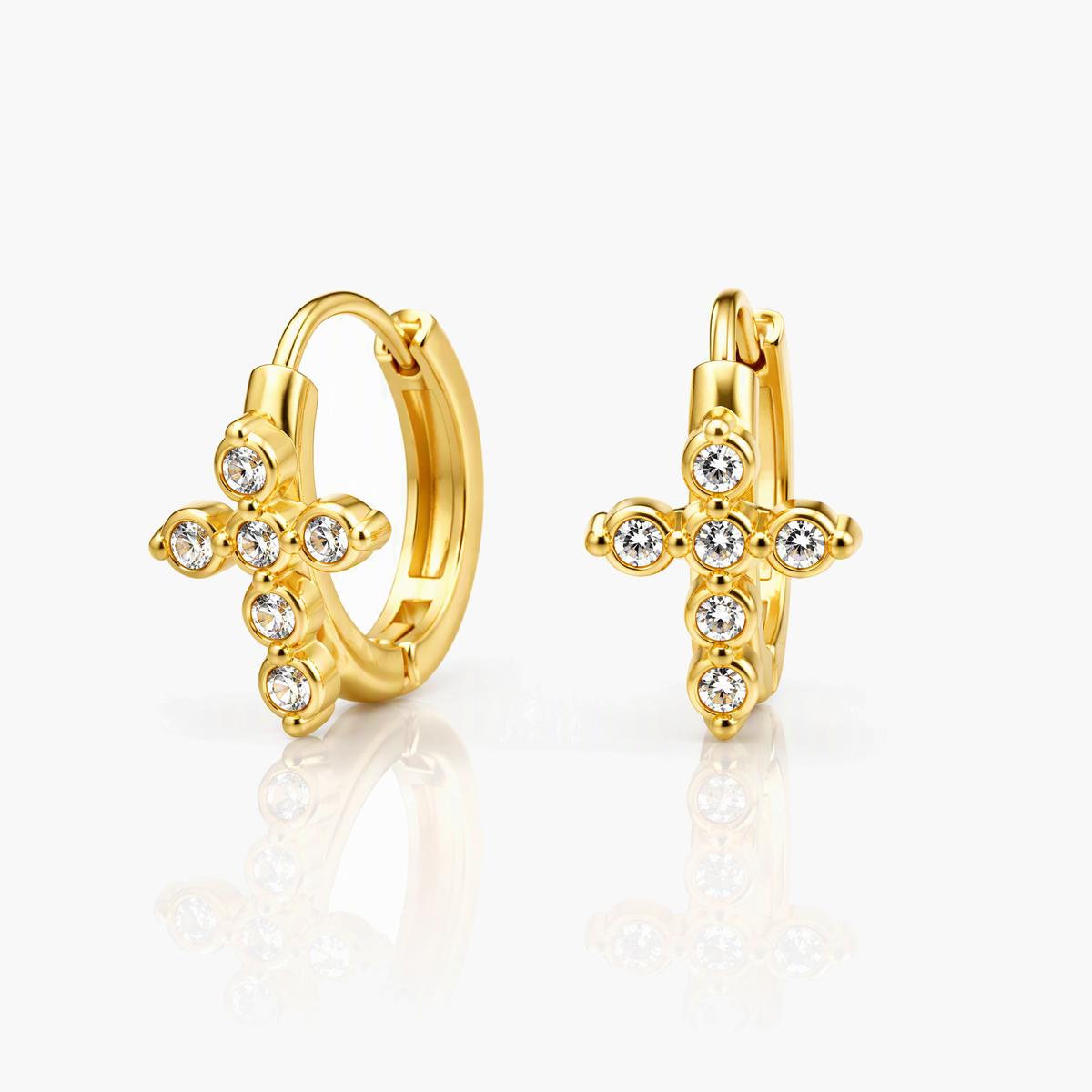 Dainty Cross Huggie Earrings