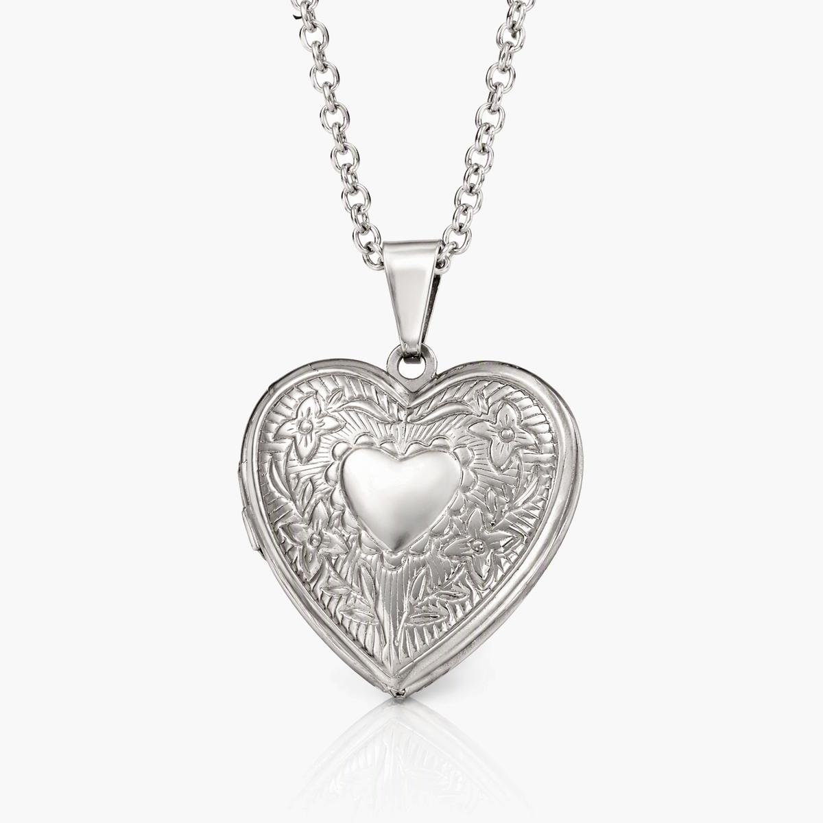 Engraved Heart Locket Necklace