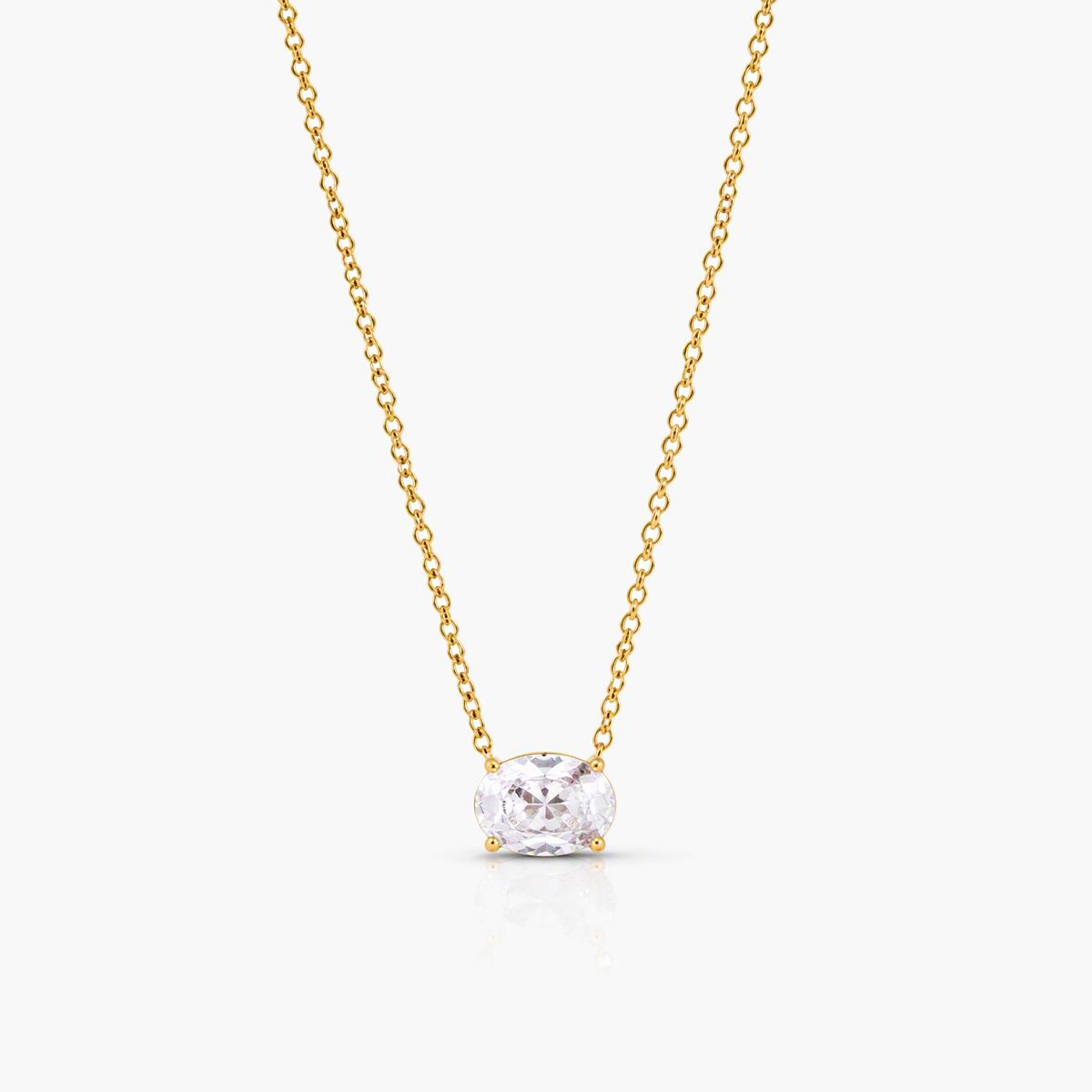 Dainty Oval Stone Necklace