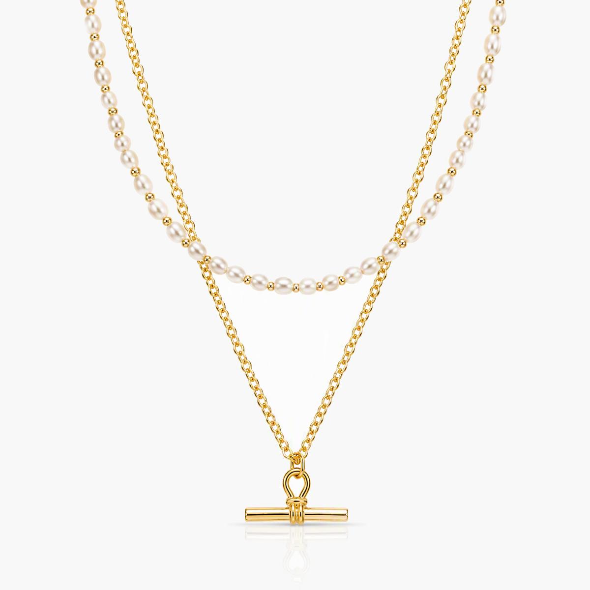 Elegant Pearl Bar Toggle Necklace