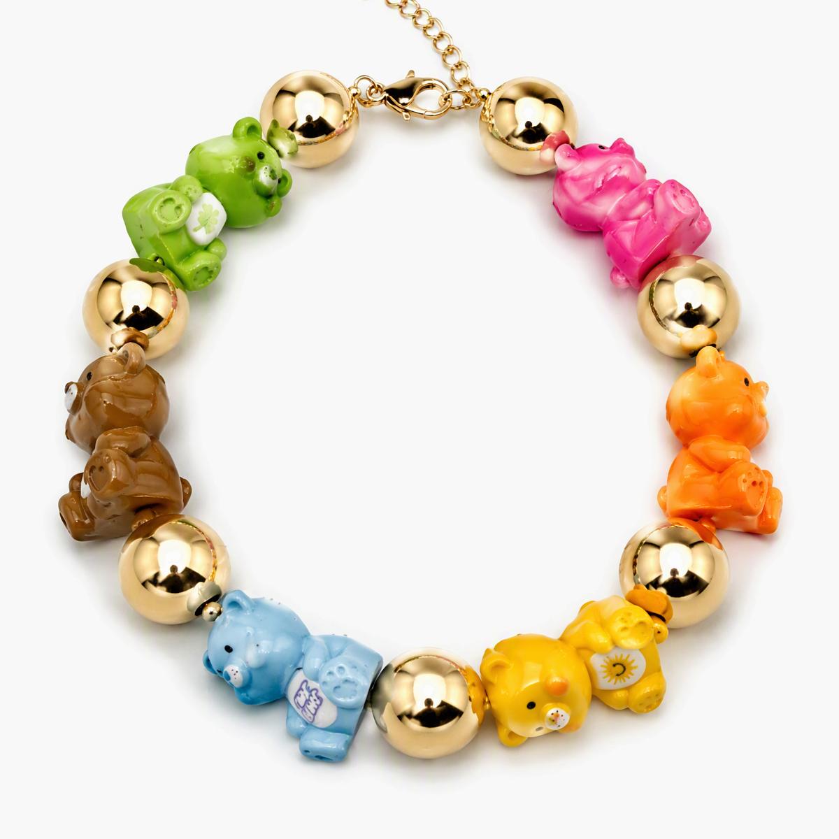 Cute Flocked Bear Charm Necklace