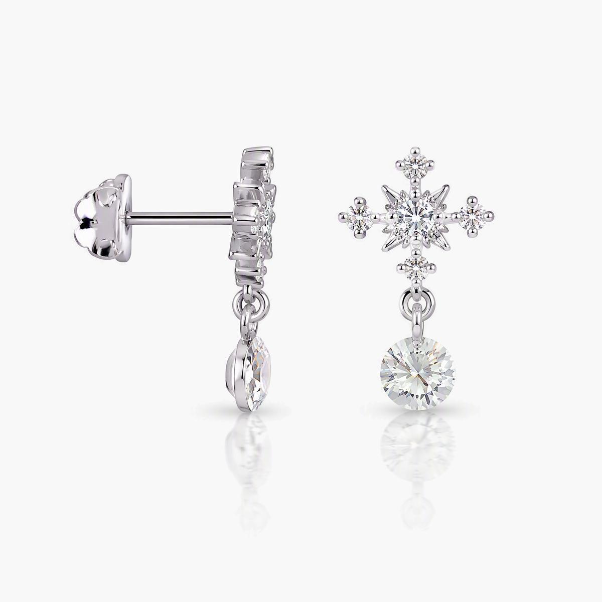 Dainty Snowflake Drop Earrings