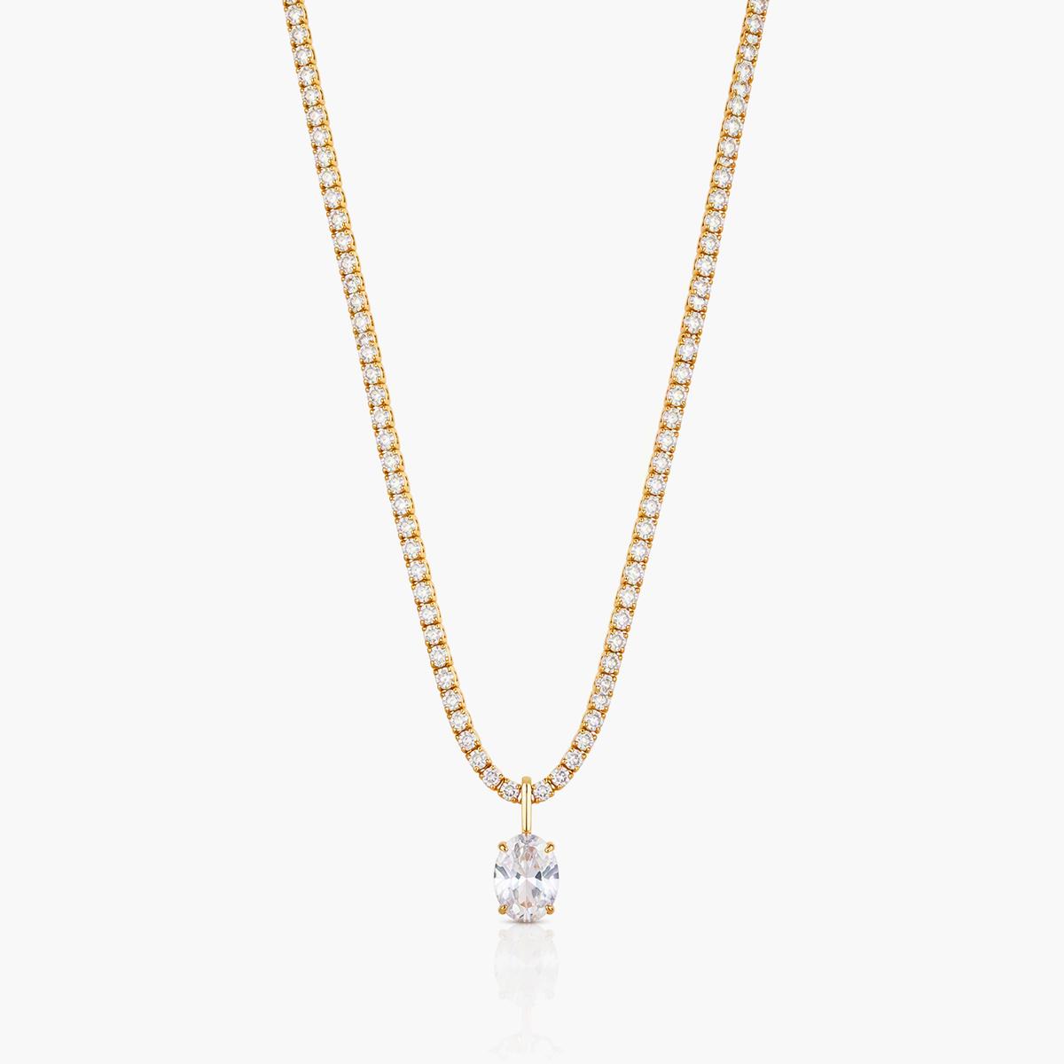 Dainty Oval Stone Necklace