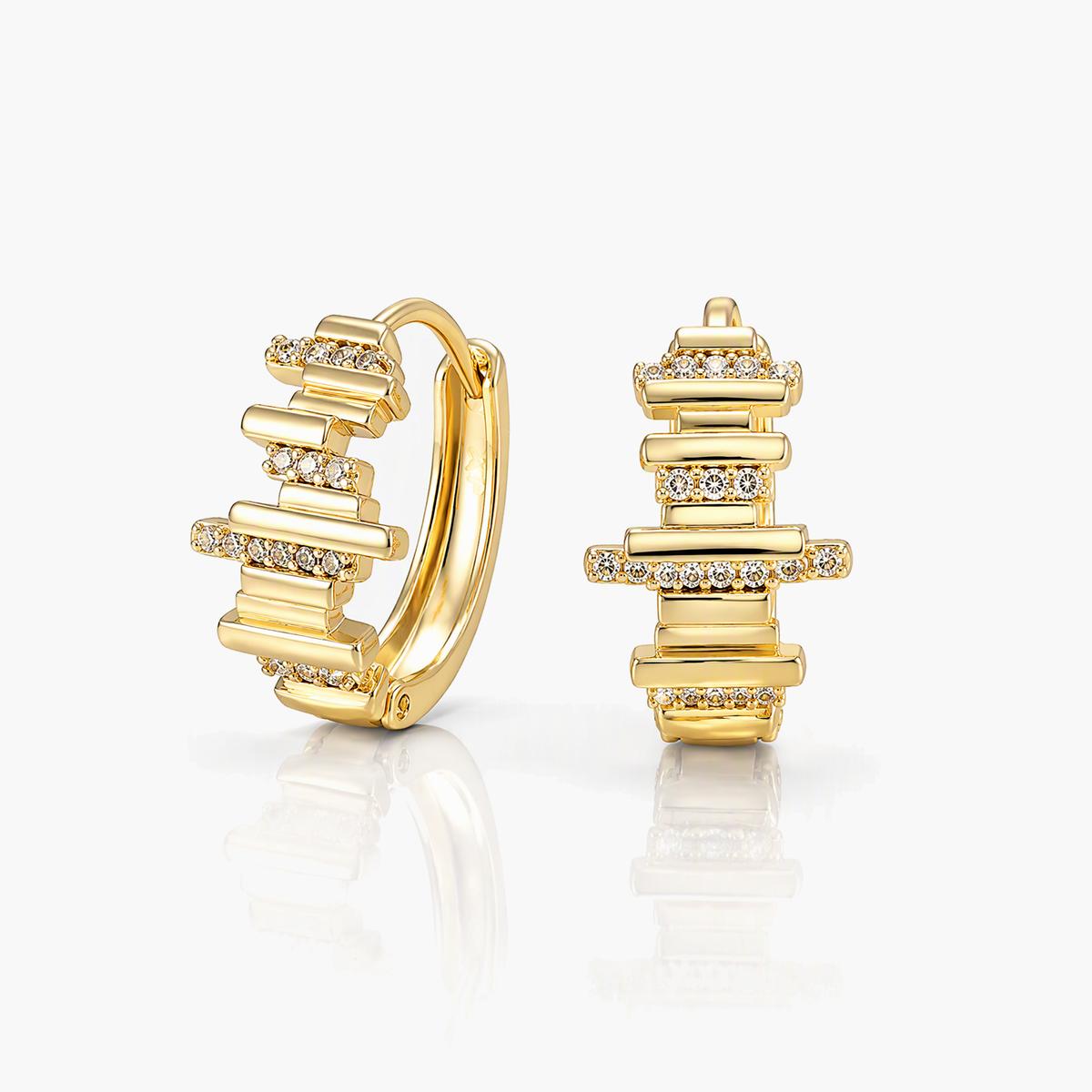 Stacked Bar Huggie Earrings