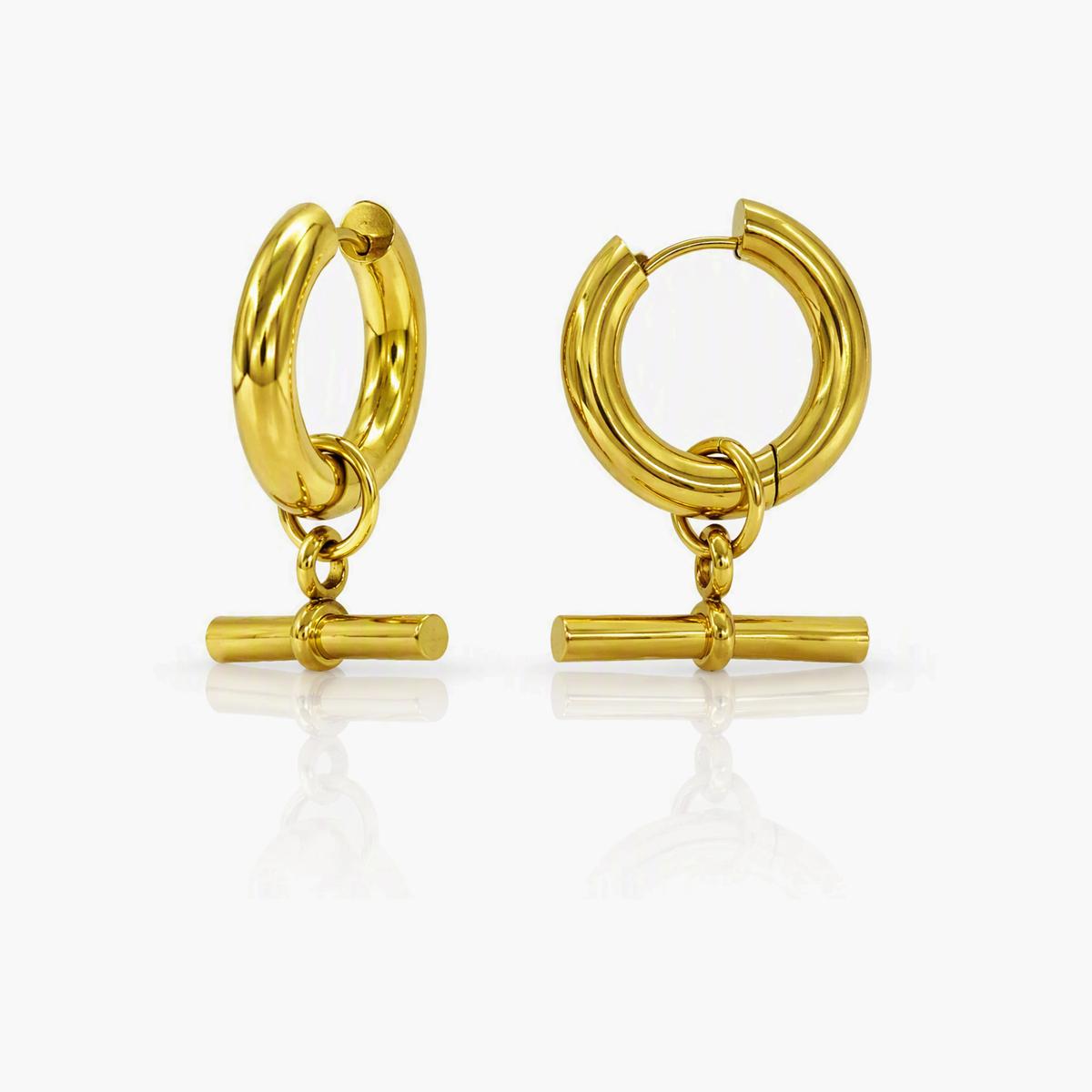Minimalist Circle And Bar Drop Earrings