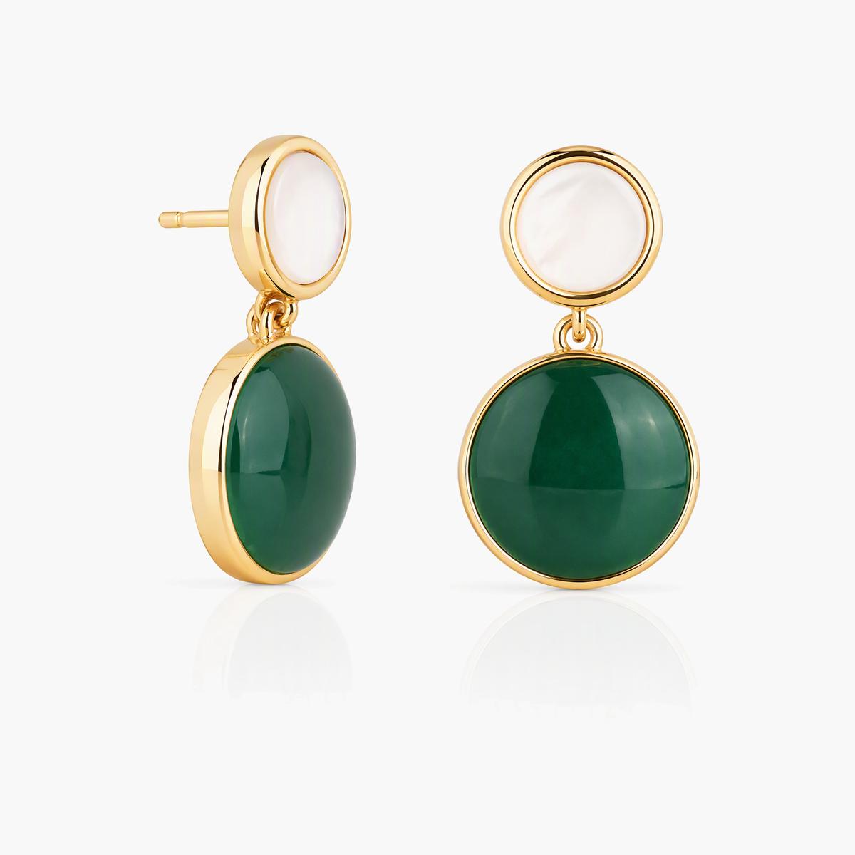 Dainty Double Circle Drop Earrings