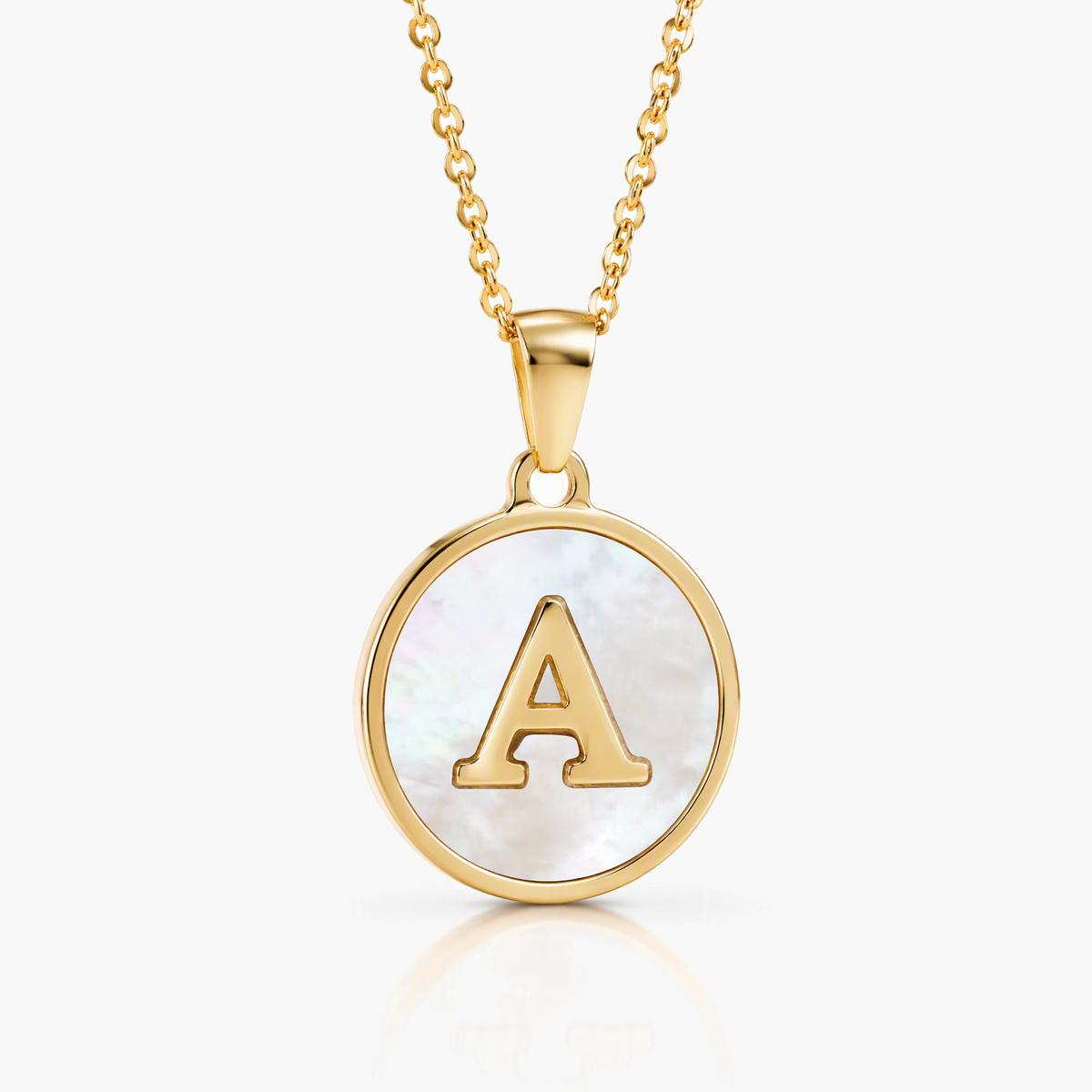 Minimalist Letter Disc Pendant Necklace