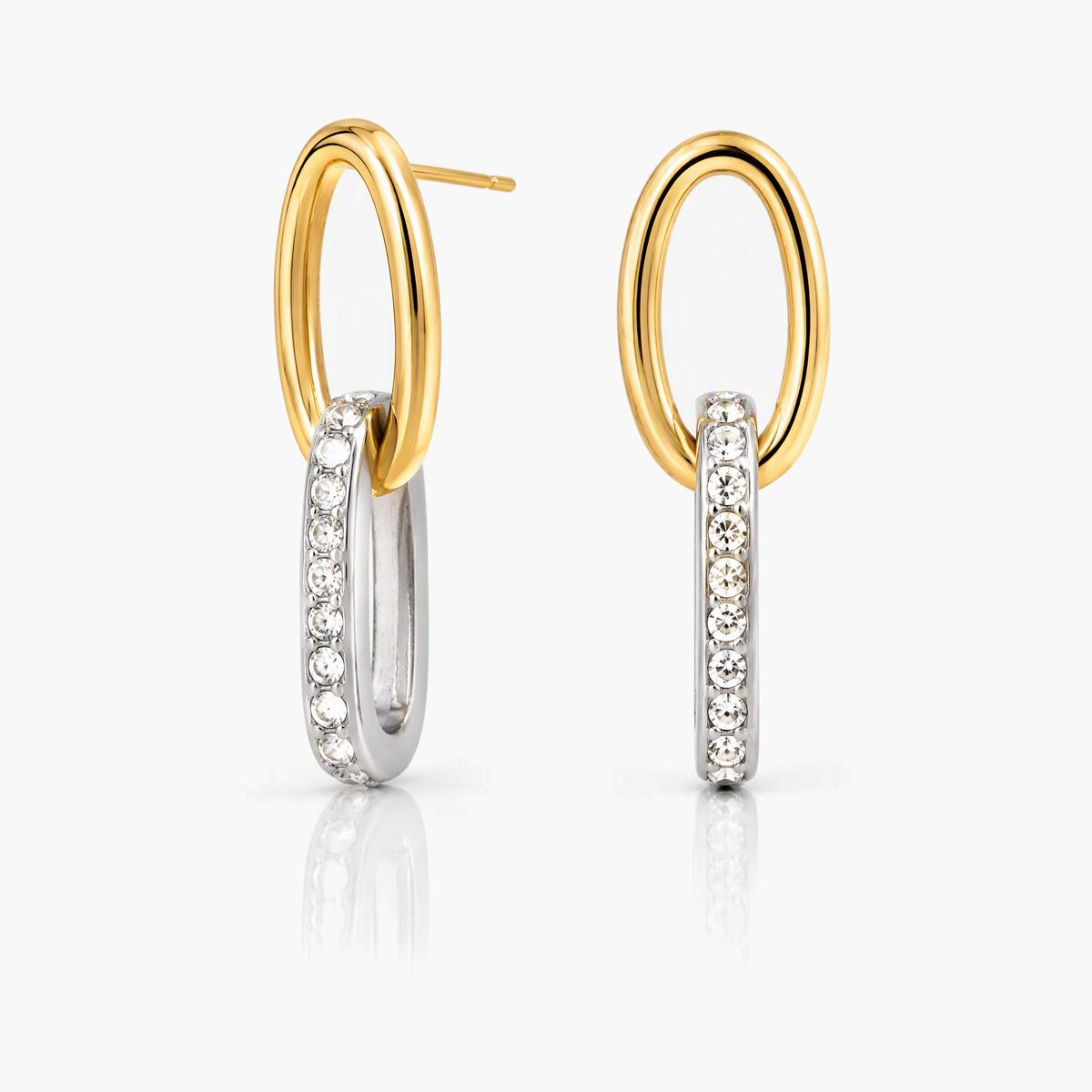 Minimalist Linked Oval Drop Earrings