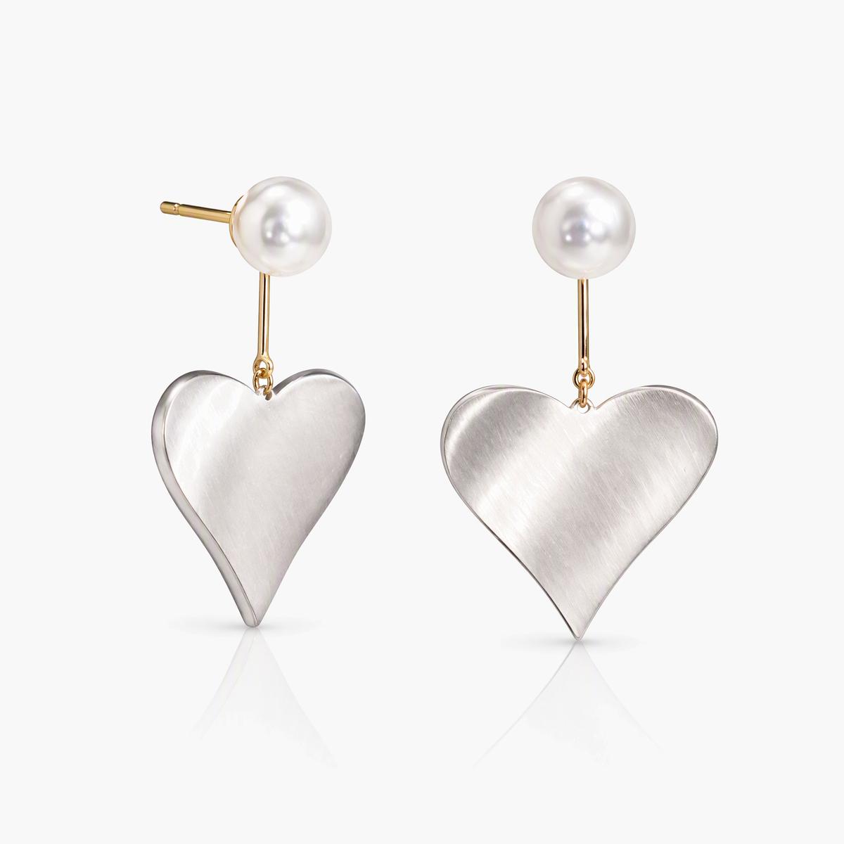 Pearl Heart Drop Earrings