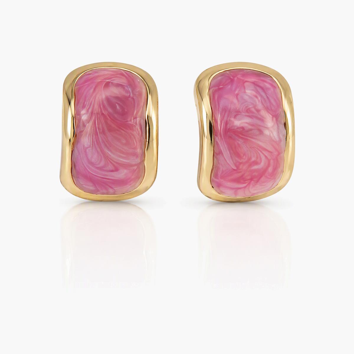 Pink Marble Flower & Butterfly Stud Earrings