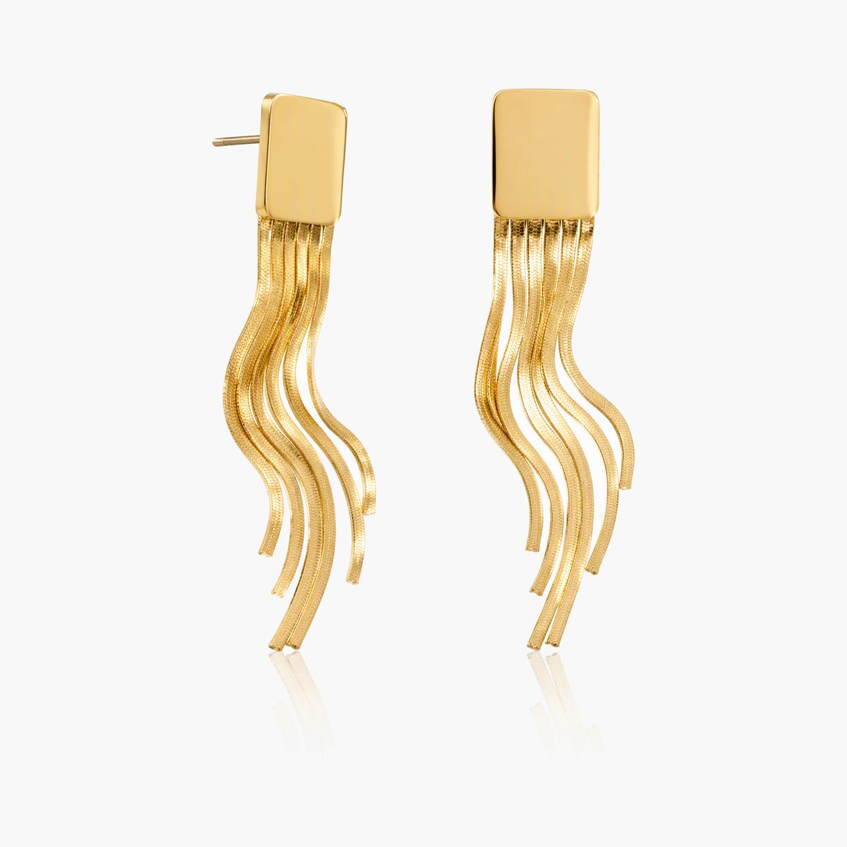 Trendy Square Tassel Drop Earrings