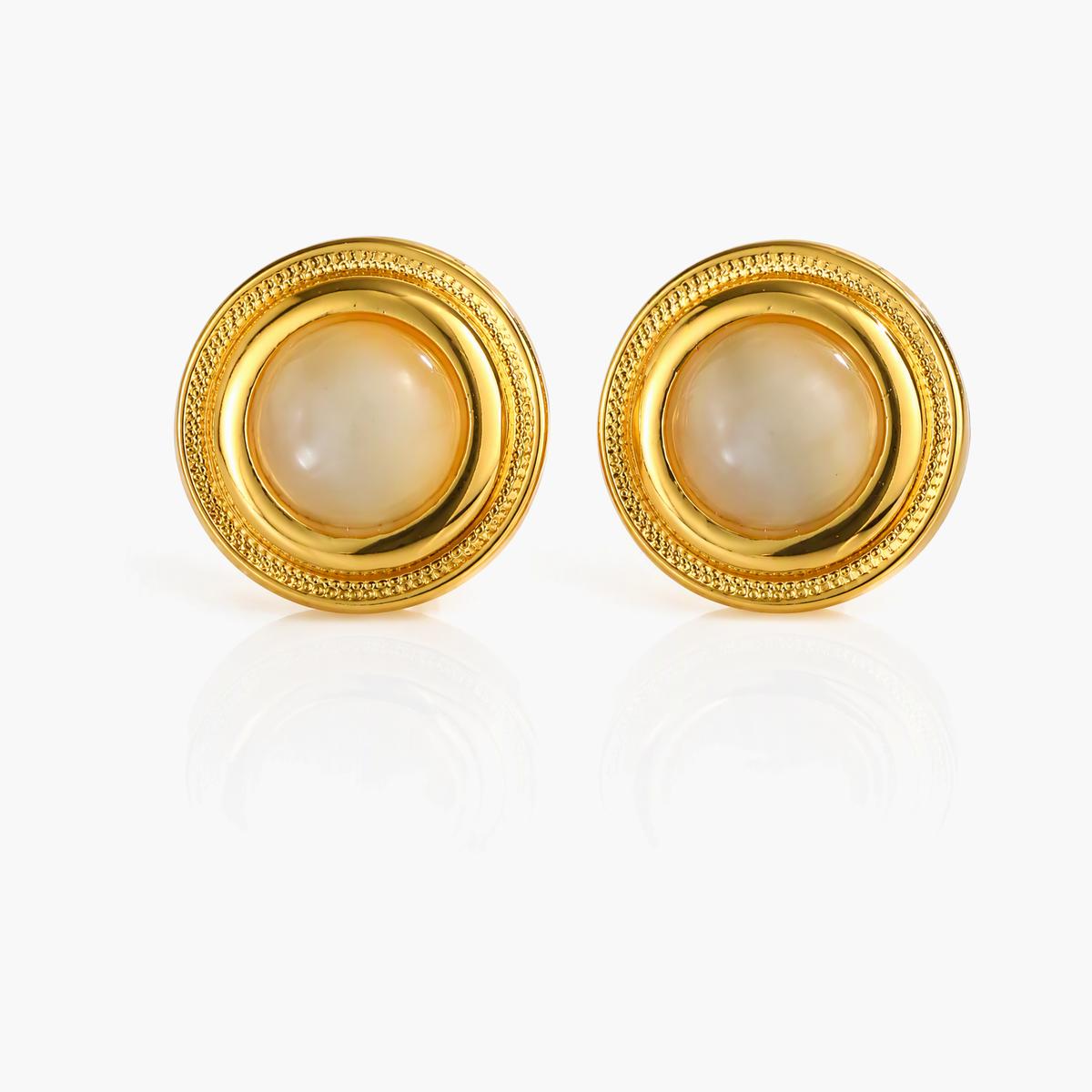Teardrop & Round Disc Stud Earrings