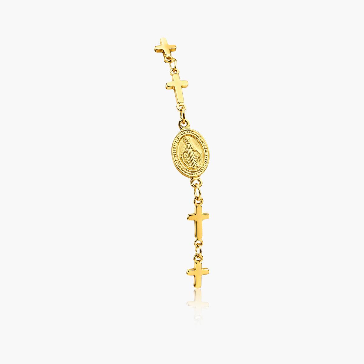 Dainty Cross and Oval Medal Bracelet