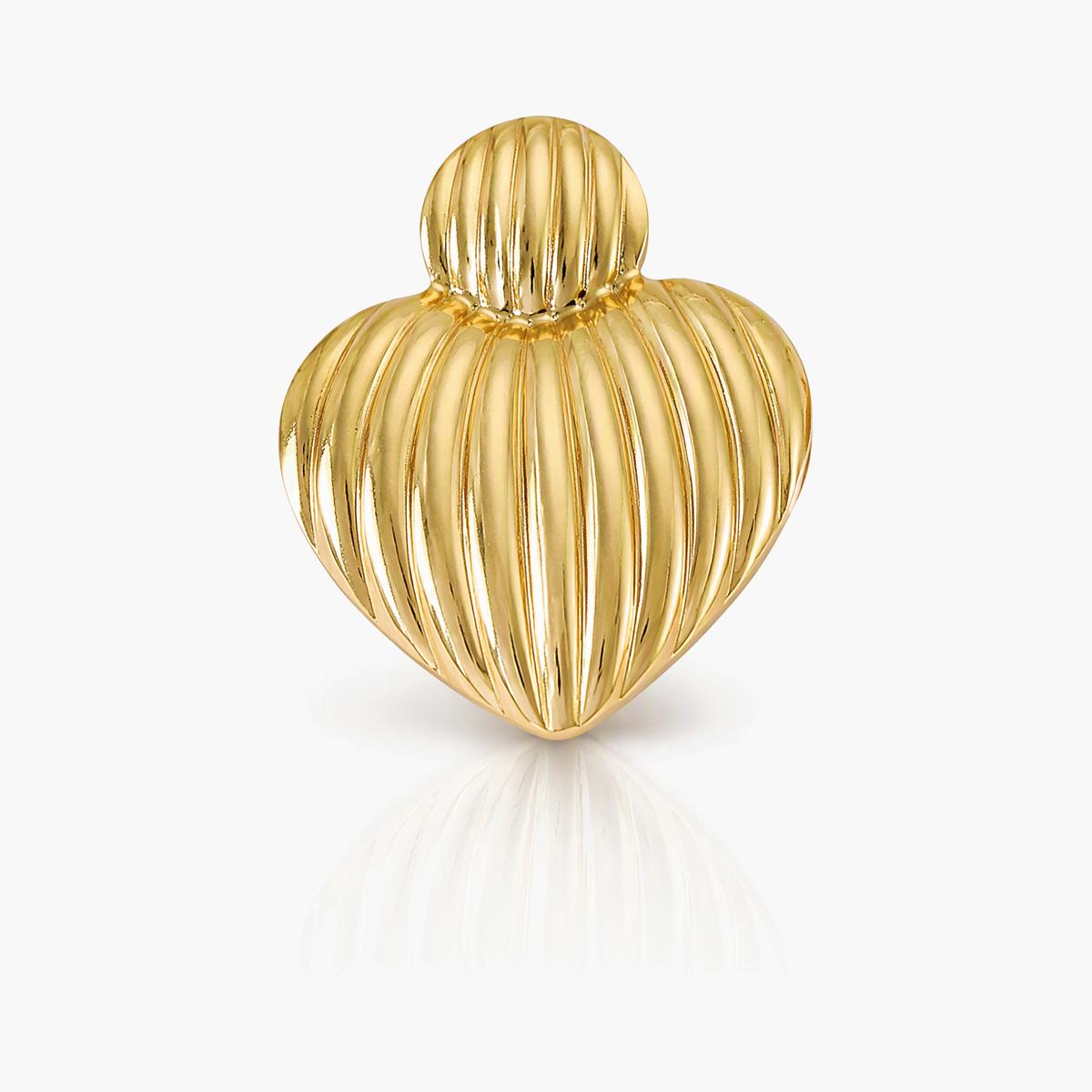 Ribbed Heart Stud Earrings