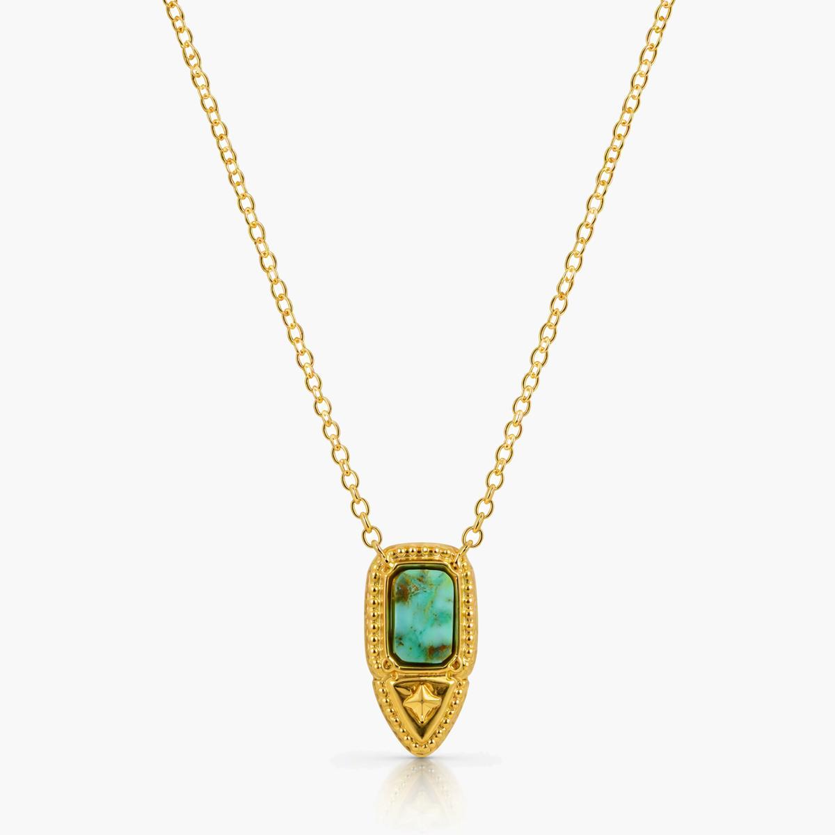 Dainty Rectangular Stone Pendant Necklace