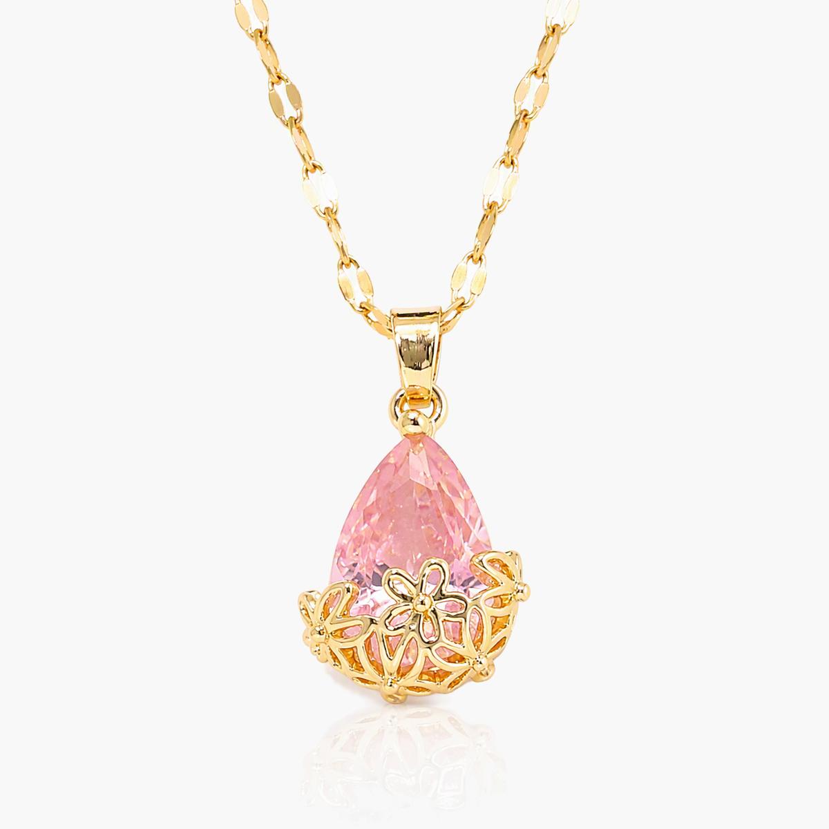 Elegant Teardrop Floral Cage Necklace