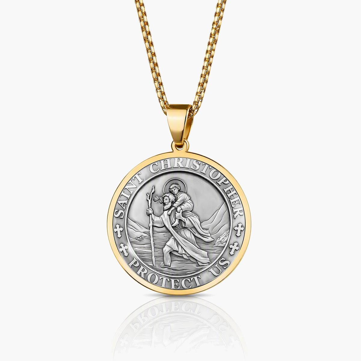 Vintage Saint Christopher Medal Necklace