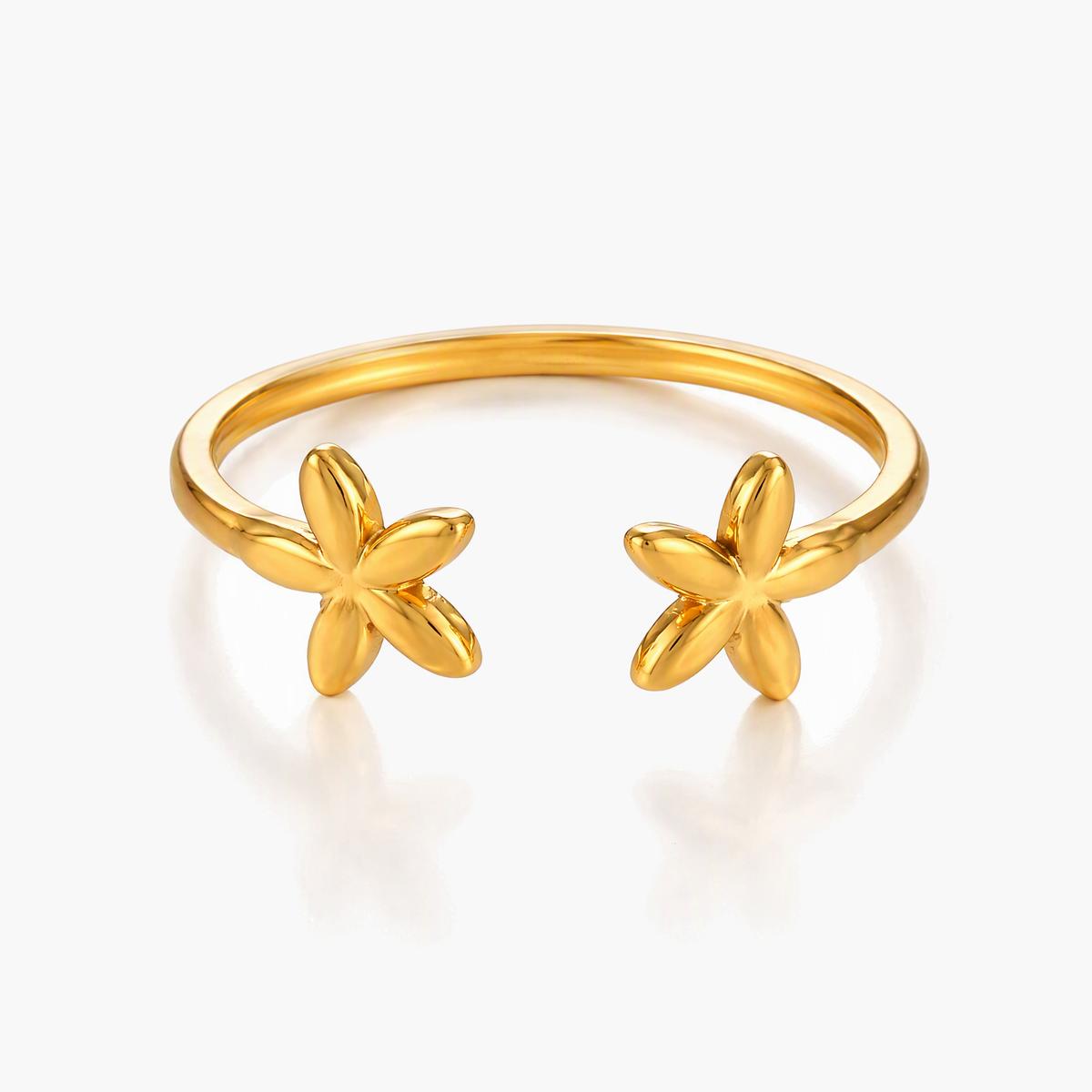 Dainty Double Flower Open Ring