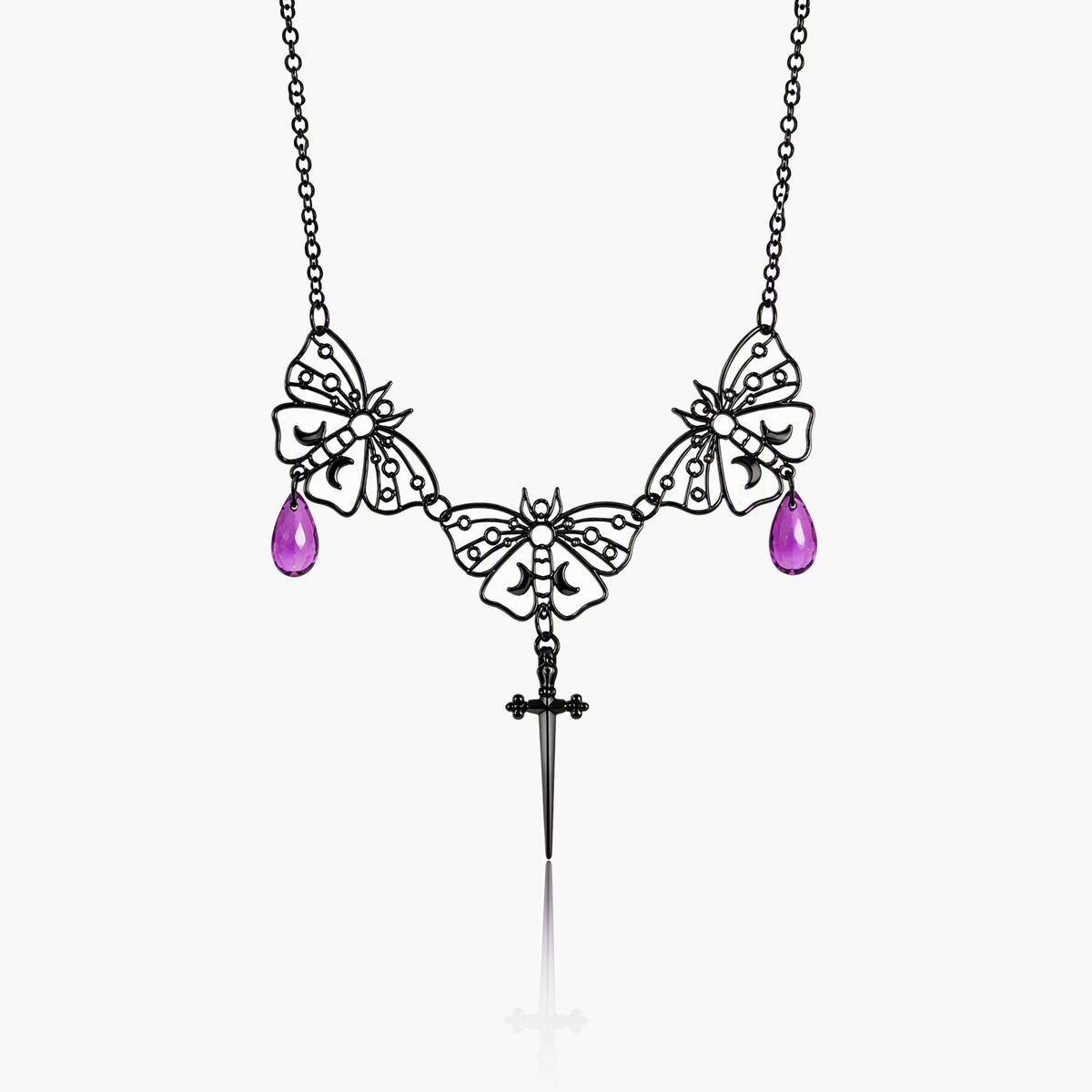 Gothic Butterfly Cross Necklace