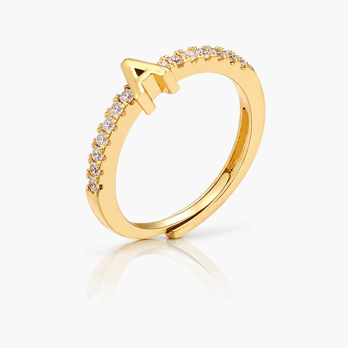 Trendy Initial Letter Open Cuff Ring